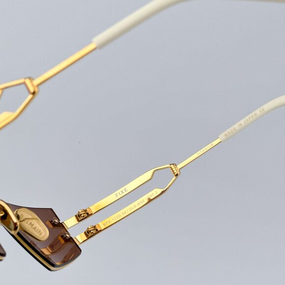 Balmain FIXE BPS-123D-54 Women BRAND NEW Sunglasses Titanium Gold Brown Geometri - Picture 8 of 12